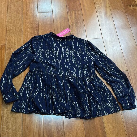 NWT Lilly Pulitzer Women's Sarita Long Sleeve Silk Metallic Baby Doll size 6 - Picture 5 of 8